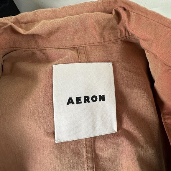 Aeron Delray Dusty Peach Iridescent Sleeveless Button Trench Coat Welt Pockets - Picture 10 of 15
